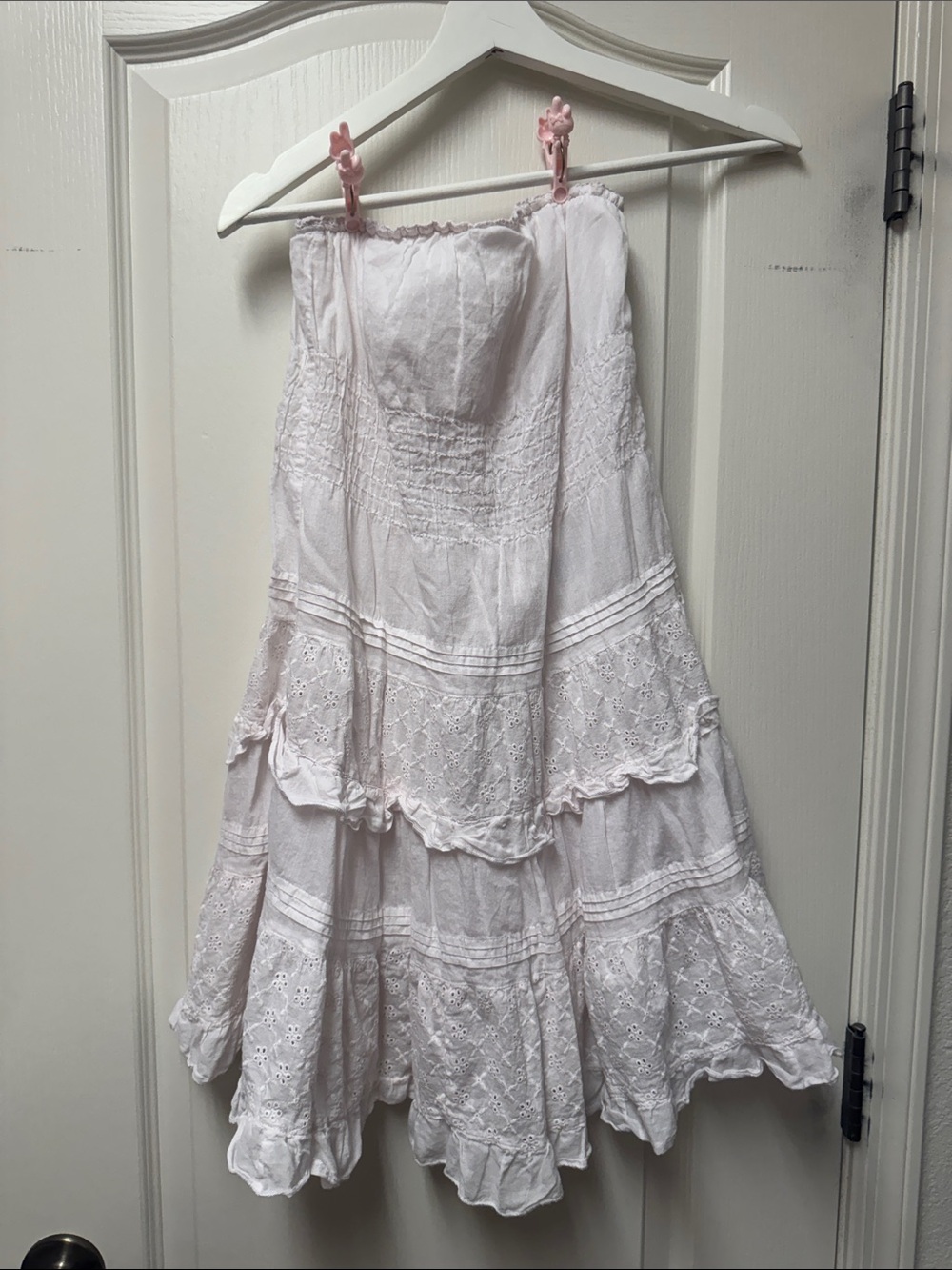 Charlotte Russe Light Pink Strapless Tiered Eyelet Dress - Picture 1 of 7